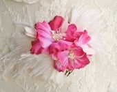 Pink Bridal Hair Flower, Wedding Hair Flower, Bridal Hair Accessory, Bridal Fascinator, Pink Wedding