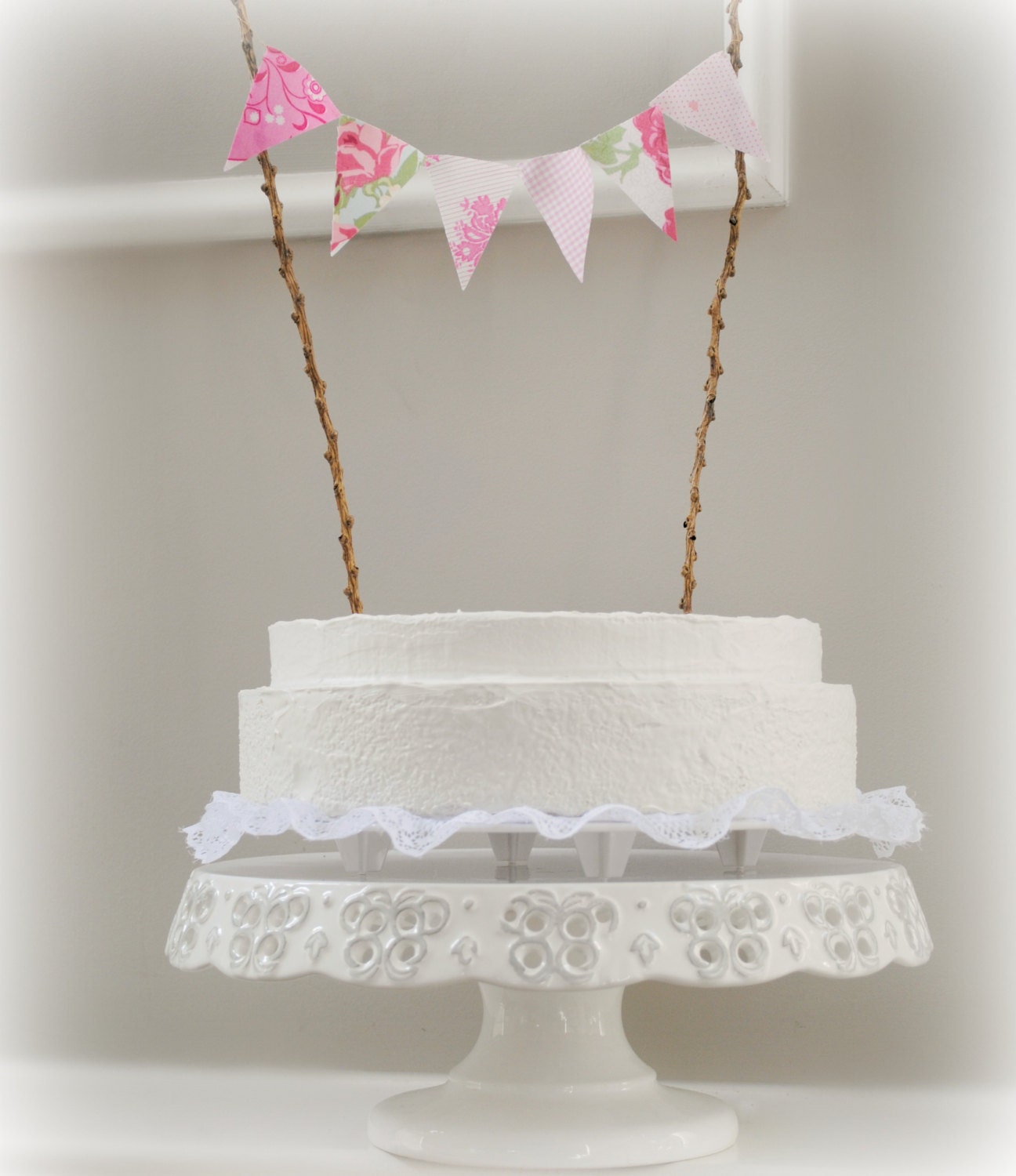 Shabby Chic twig fabric bunting