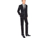 Mens Formal Dress Fashion Illustration - Custom Portrait - 8.5 x 11"