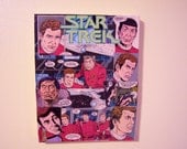 Star Trek wall art 8 x 10 comic collage on canvas - Spock, Sulu, Captain Kirk and MORE