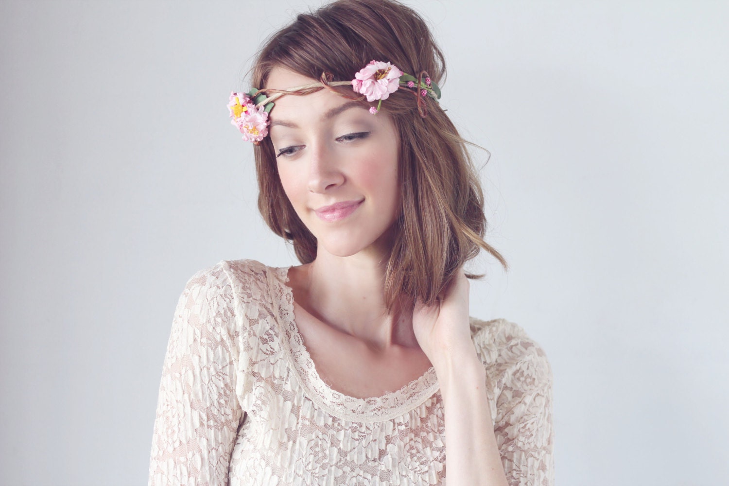 PANDORA - Paper Flower Crown, Bohemian Hair Accessory, Wedding Hair Accessory, Music Festival Crown