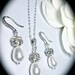 Bridal jewelry - Pearl necklace and Earrings set - Sterling Silver - Crystal rhinestones -  fireballs  -  Bridesmaids - Formal Jewelry