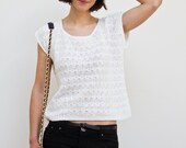 Vintage 1950s white short sleeved sweater (S-M)