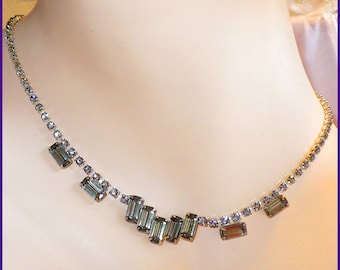 Sumptuous Silver & Smokey Gray Rhinestone Necklace, Silver Sparkle