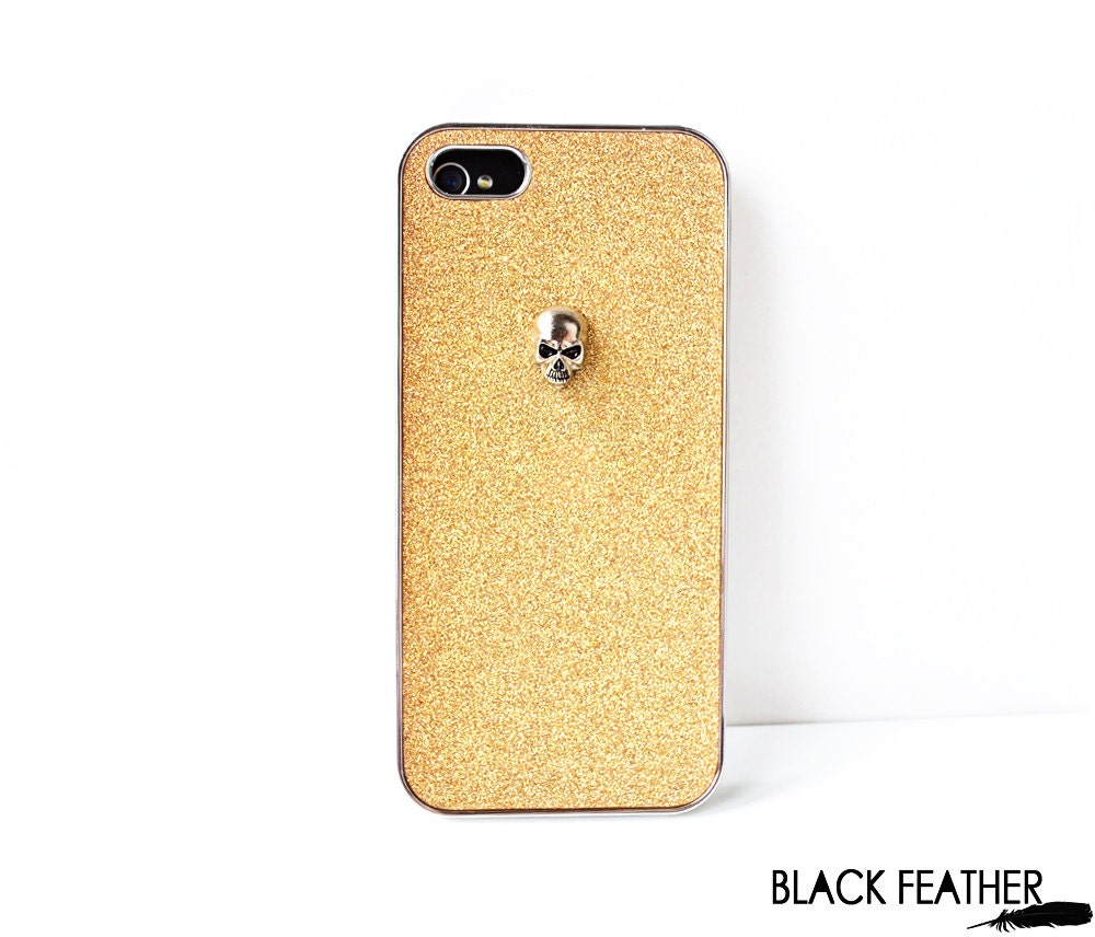 Gold Glitter iPhone Case Skull 5 - Gold Diamond Bar