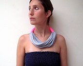 the funky neon necklace - handmade in grey and neon fabric