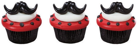 Mustache Little Man Cupcake Ring Toppers Decorations