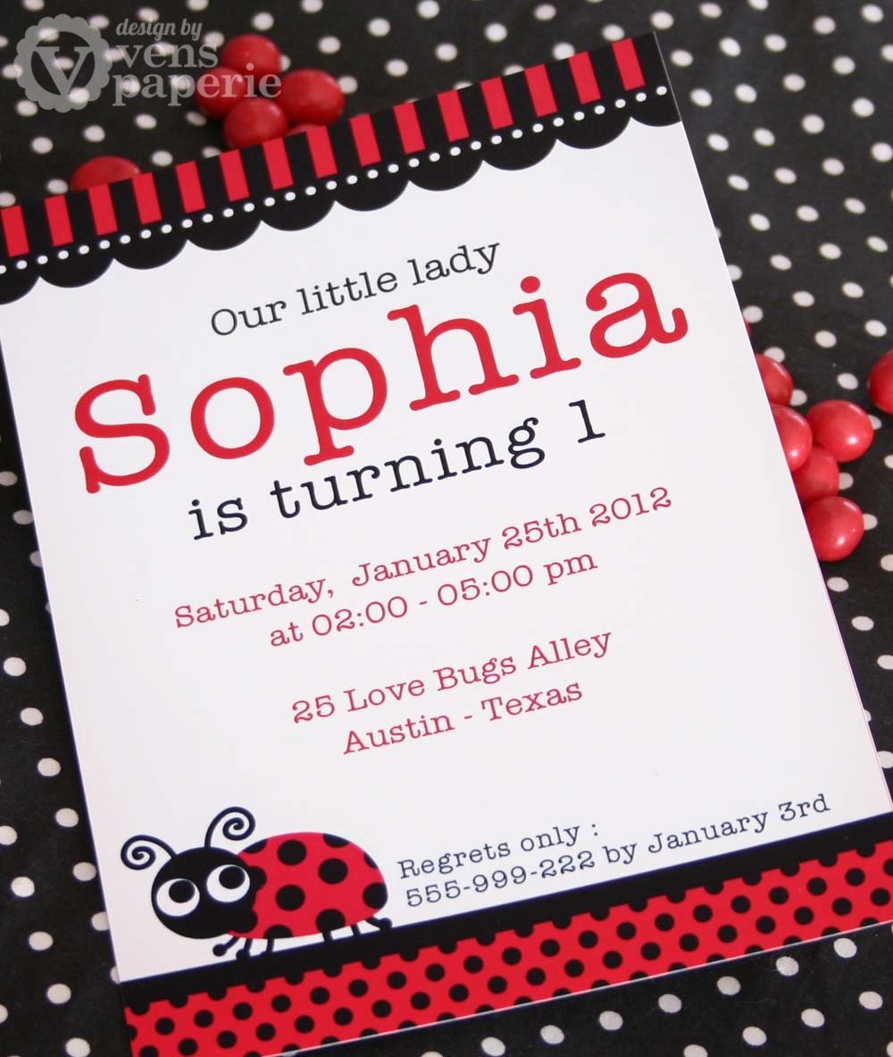 DIY PRINTABLE Invitation Card - Red Lady Bug Birthday Party - PS815CA1a1 Il_570xn