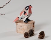 Pack of three origami Birds with pattern print, packed, Rose, Blue, Beige