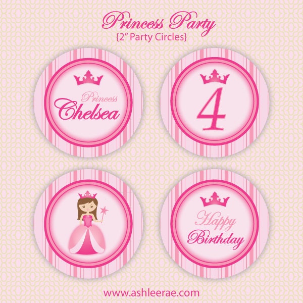 PRINCESS PARTY - 2" Party CIRCLE - Personalized Printable