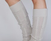 Waffle Knit Leg Warmers Summer Knit  Leg Warmers Ivory Boot Socks in Oatmeal Taupe