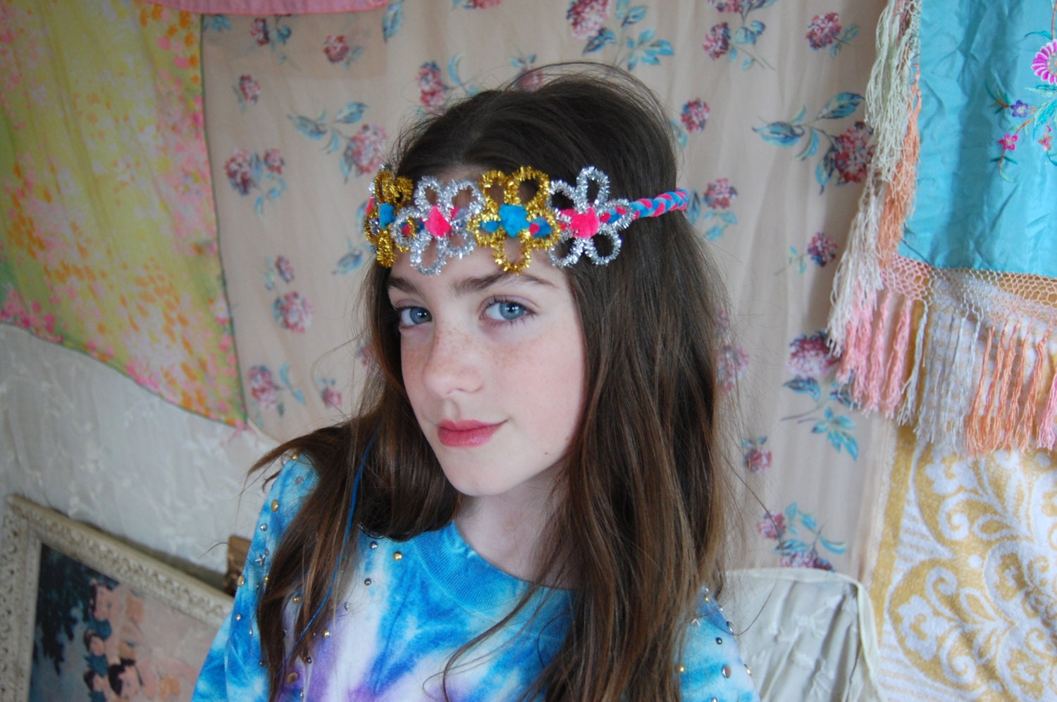Gold Silver Sparkly Flower Crown