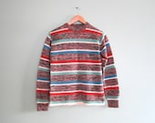 vintage striped sweater/ 1970s space dye multicolor sweater/ marled stripe sweater S