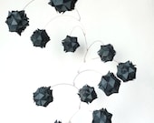Dark Gray Paper balls Mobile , kinetic art , 14 elements