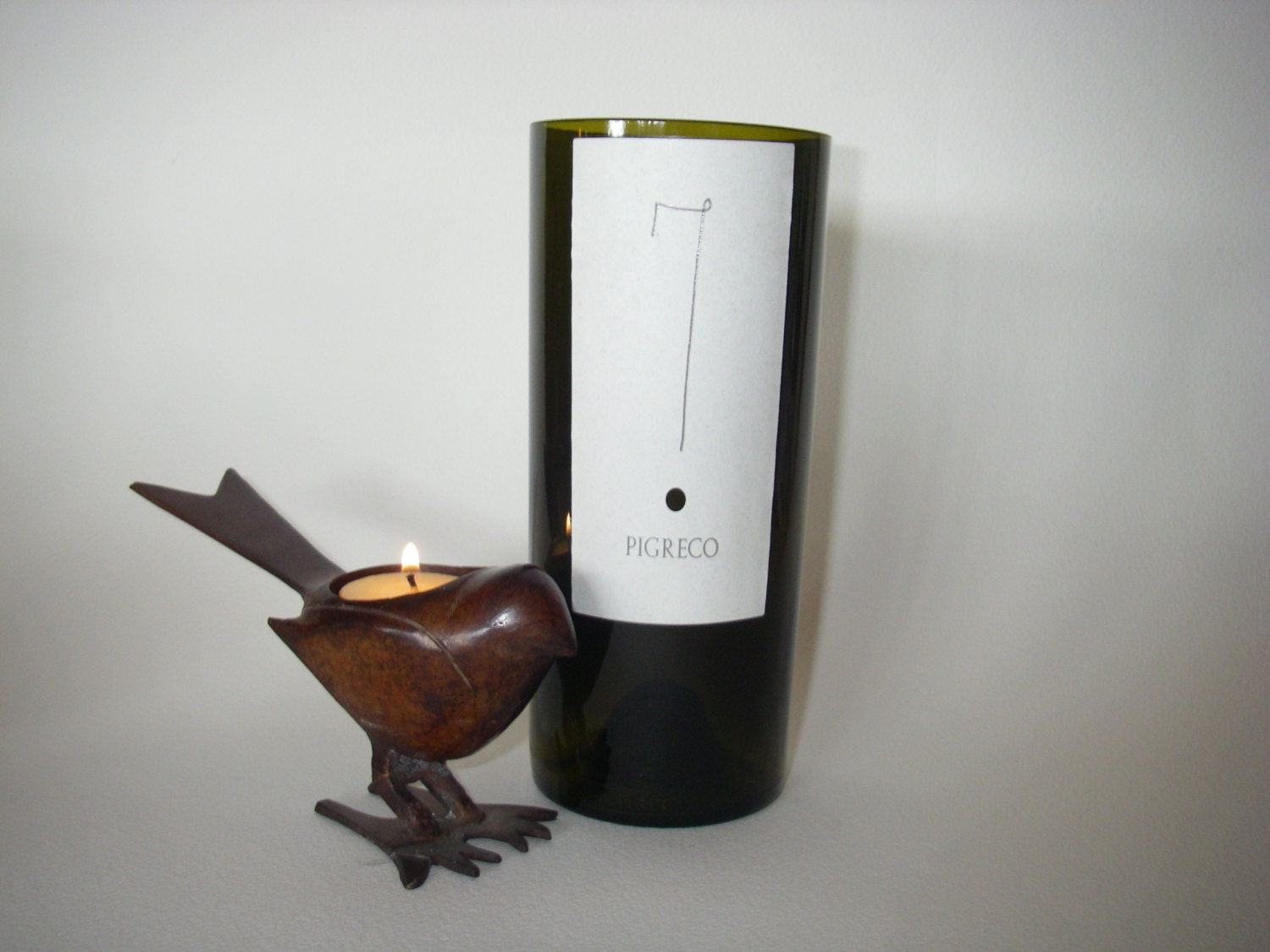 Wine Bottle Candle  Pigreco- Choose your own Scent Seven Italian  Container Candle Glass Reusable Ecofriendly