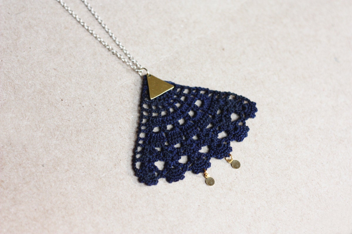 Geometric necklace triangle crochet jewelry long pendant necklace