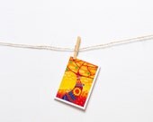 Greeting card Funny sunny modern illustration Tree painting Colorful bright summer apples snail ornaments Thank you card Happy birthday card