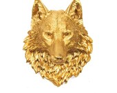 The Dexter - Gold  Resin Wolf Head- Resin White Faux Taxidermy- Chic & Trendy