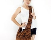 Handmade Cotton  Elephant Printed Printed  Hippie  Hobo bag Boho bag Shoulder bag Sling bag Messenger bag Crossbody Purse - Brown