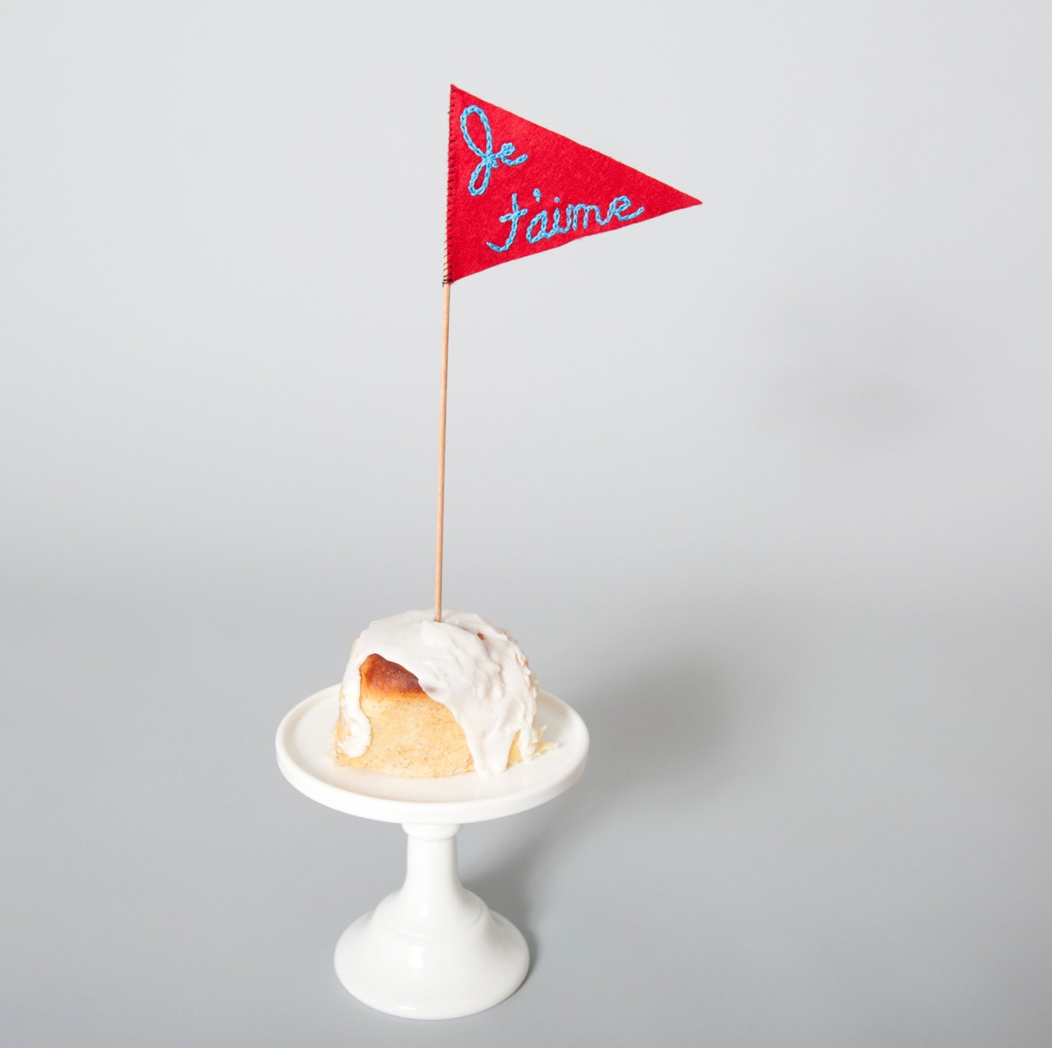 Je t'aime French Cake Topper - I Love You - Red and Blue - Single Flag
