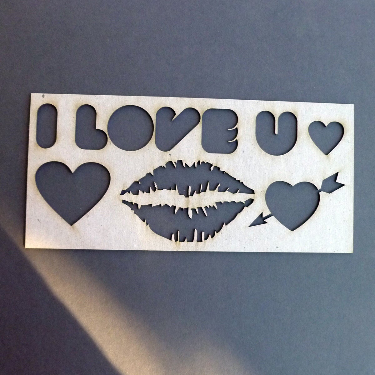 I Love You Stencil DIY Template Trace Wedding Romance Anniversary Paper Cupid Arrow Heart Lips Kiss Scrapbook Card Craft Supply Destash