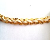 Chain and Suede Woven Arm Candy Bracelet - Double wrap bracelet in Double Link Gold Chain