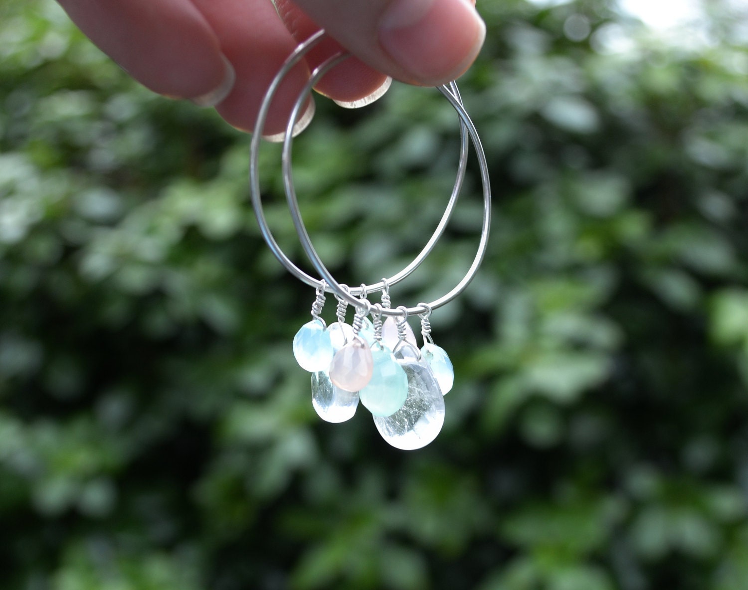 Candy Chalcedony Sterling Silver Hoop Earrings