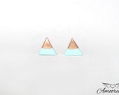Rose Gold Vintage Dipped Earrings Mint Triangle Stud Post Titanium Hypoallergenic Lead Nickel Free Minimalist Geometric Jewelry Simple Gift