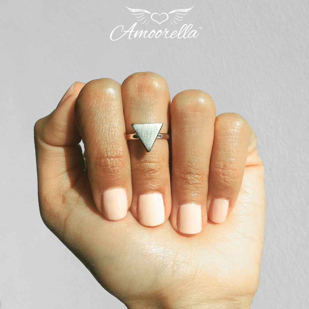 Mini Silver Knuckle Midi Ring Triangle Adjustable Dainty Minimalist Simple Gift Silver Geometric Jewelry Present Bridal Shower Favor Tiny