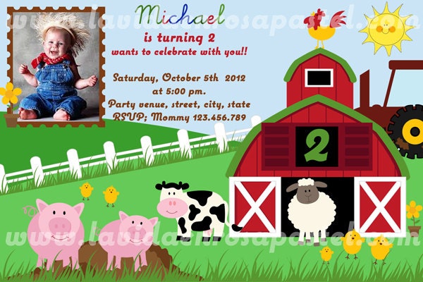 Printable Farm Invitation - On the Farm Birthday Invitation Il_170x135