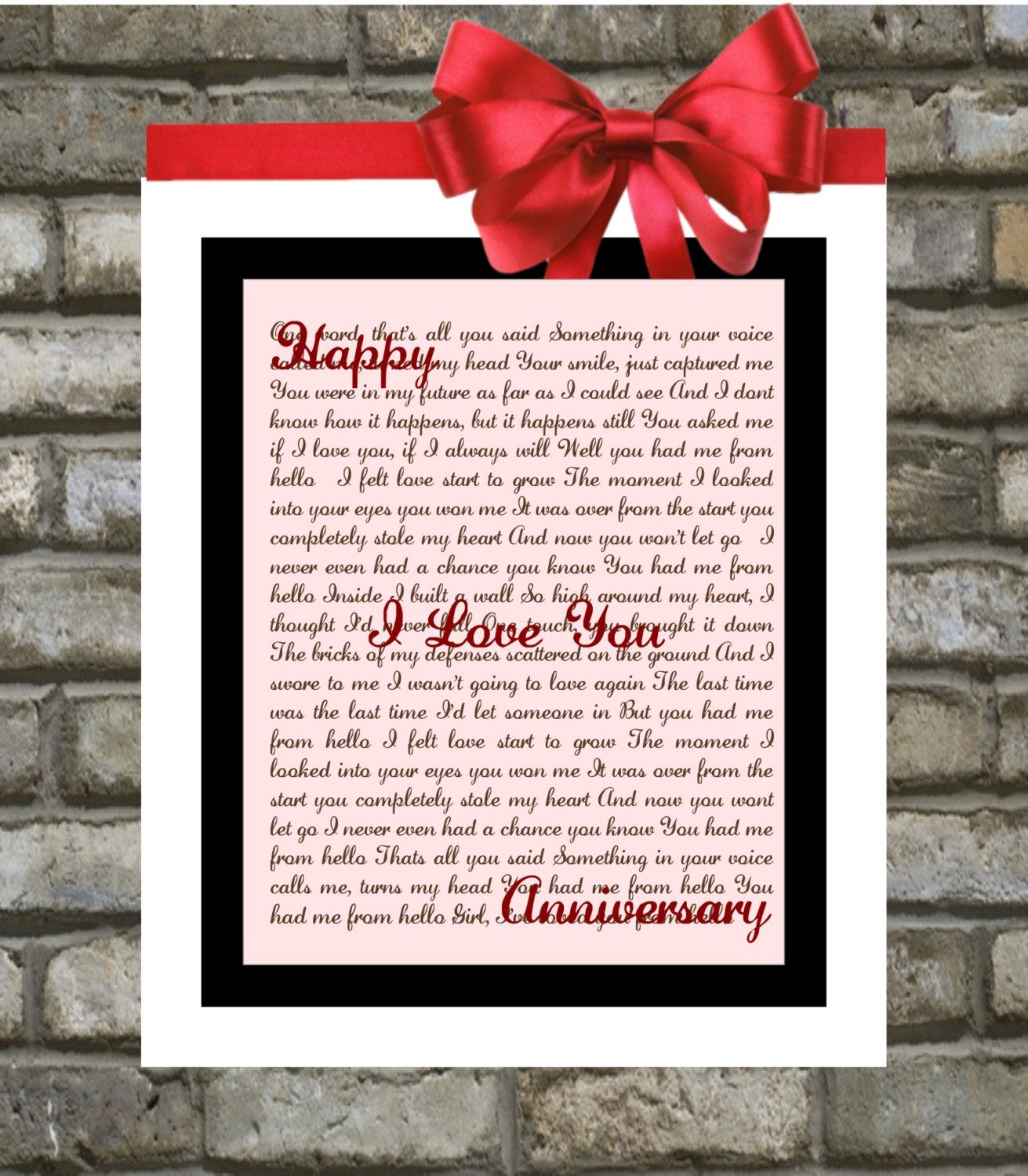 Song Lyric Art Gift: Love Present For Him or Her Couples Newlywed Wedding Custom Print Anniversary Gifts Home Decor Wall Art
