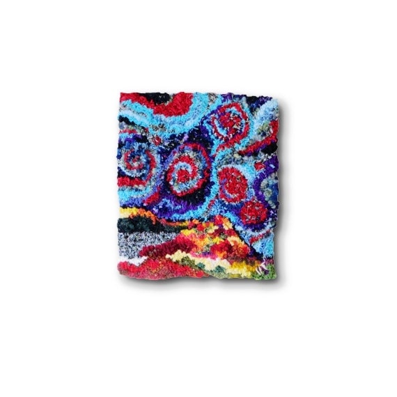3D Hand Hooked  Art, Wall Hanging, Fiber Art, Rug Hooking, Hooked Rug, Home Decor,  Textured Art, Multimedia, "Mystic's Sky 4"