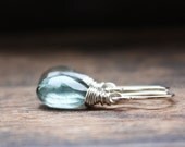 powder blue moss aquamarine earrings, gemstone jewelry, sterling silver