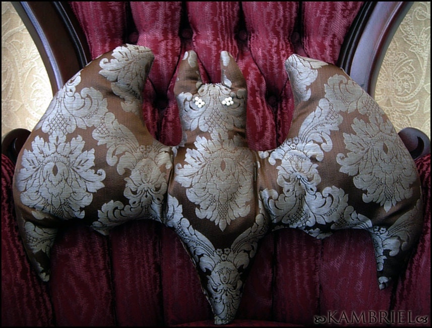 Silvered Bronze Florentine Bat Pillow by Kambriel