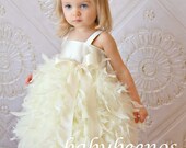 Flower Girl Dress -  Feather Dress - Swan,  Solid Bodice - Made to Order Girls Sizes - Girls Sizes - 12m, 18m, 24m,  2t, 3t, 4t