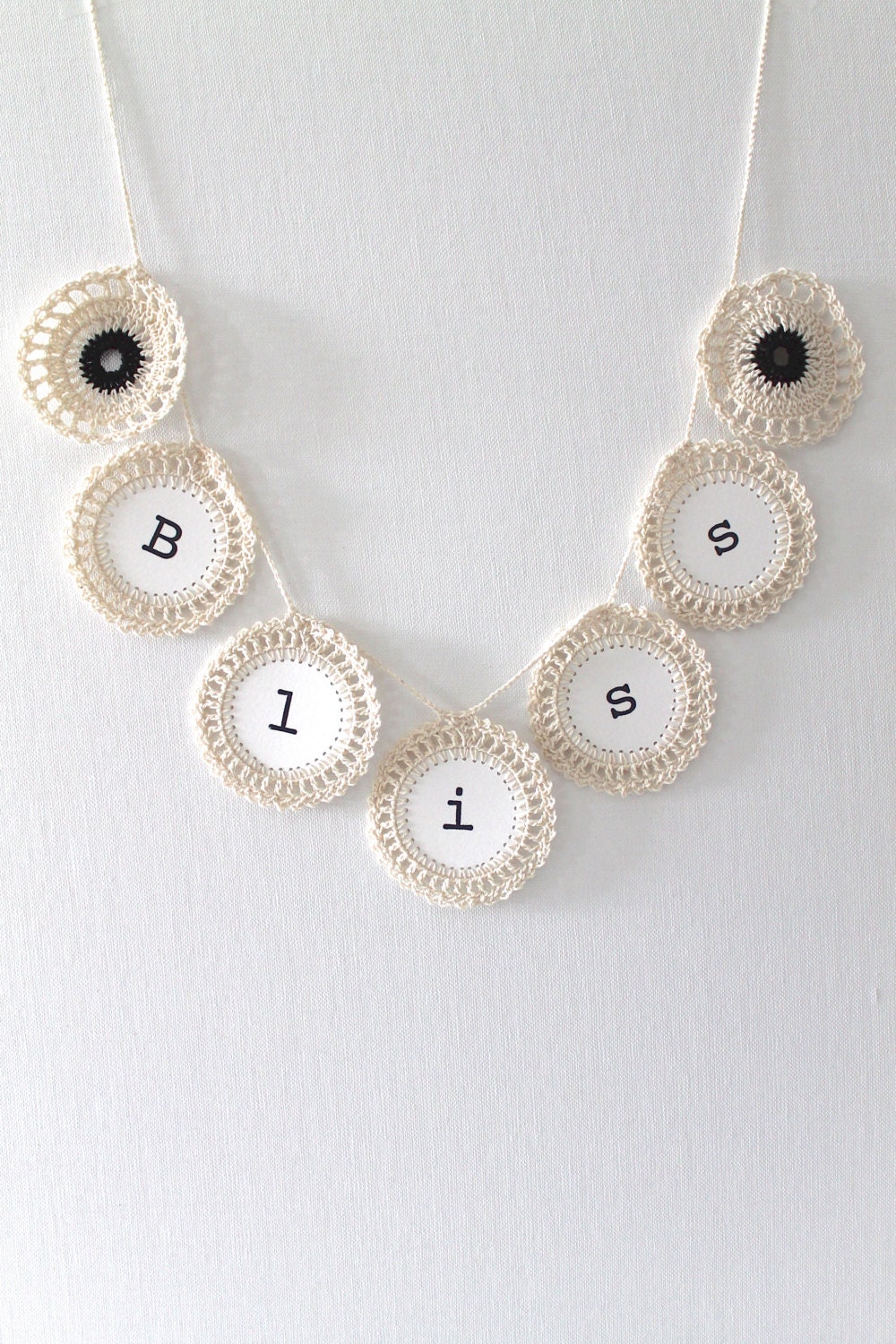 BLISS Crochet Garland Banner Wall Decor Shabby Chic Home Decorating