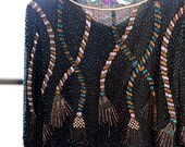Vintage DECO BEADED evening sequin jacket... STUNNING rope design