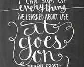 It Goes On - Robert Frost Quote - Vintage Chalkboard Typography - 8x10 Illustrated Print by Mandipidy