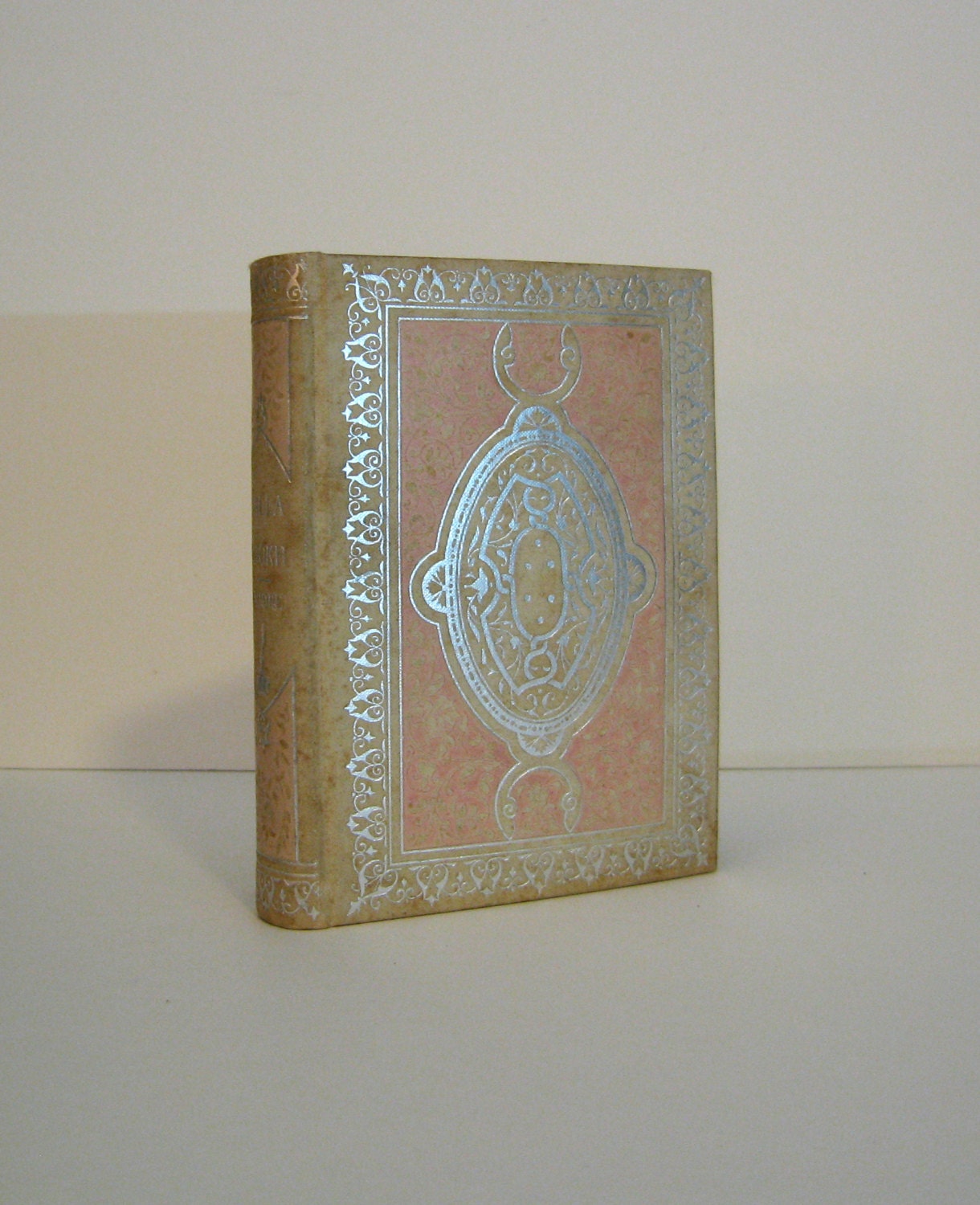 Lalla Rookh by Thomas Moore Small Antique Victorian Era Book from circa 1898 Bound with Silver and Pink Design Published in New York - ProfessorBooknoodle
