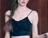 Denim & Silk Bra Top -  Black