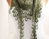 Lace Scarf - Shawl- Headband Cowl with Lace Edge