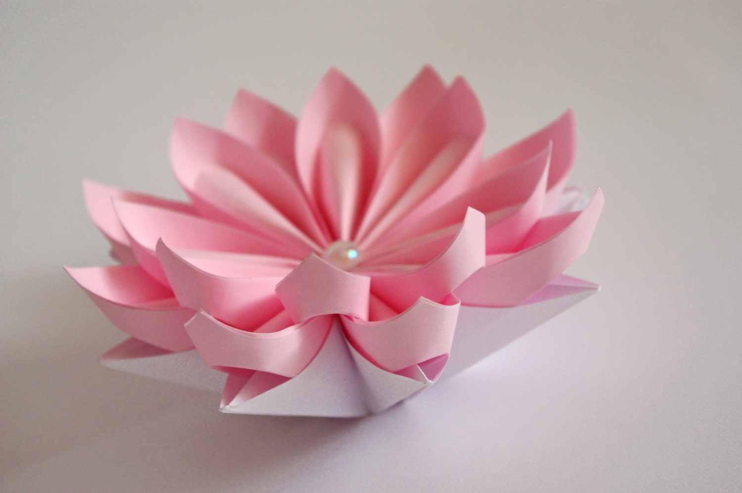 Wedding decor. Handmade Paper Flower in pink and white.
