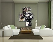 Original Large Painting -  Love Tree Of Life Multicolored Acrylic Rainbow Heart Abstract Painting On Canvas 40'' x 28'' By Sarah C. Pilon