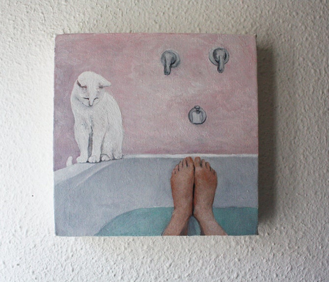 night bath Etsy oil painting canvas