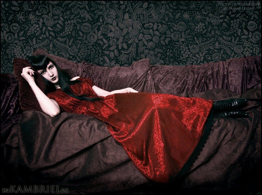 Red Silk Wisteria Gown by Kambriel