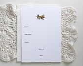 Bee Party Invitation Cards and Envelopes - set of 10 - Eco-friendly, Fill- In, Birthday Party, Baby or Bridal Shower, White, Yellow