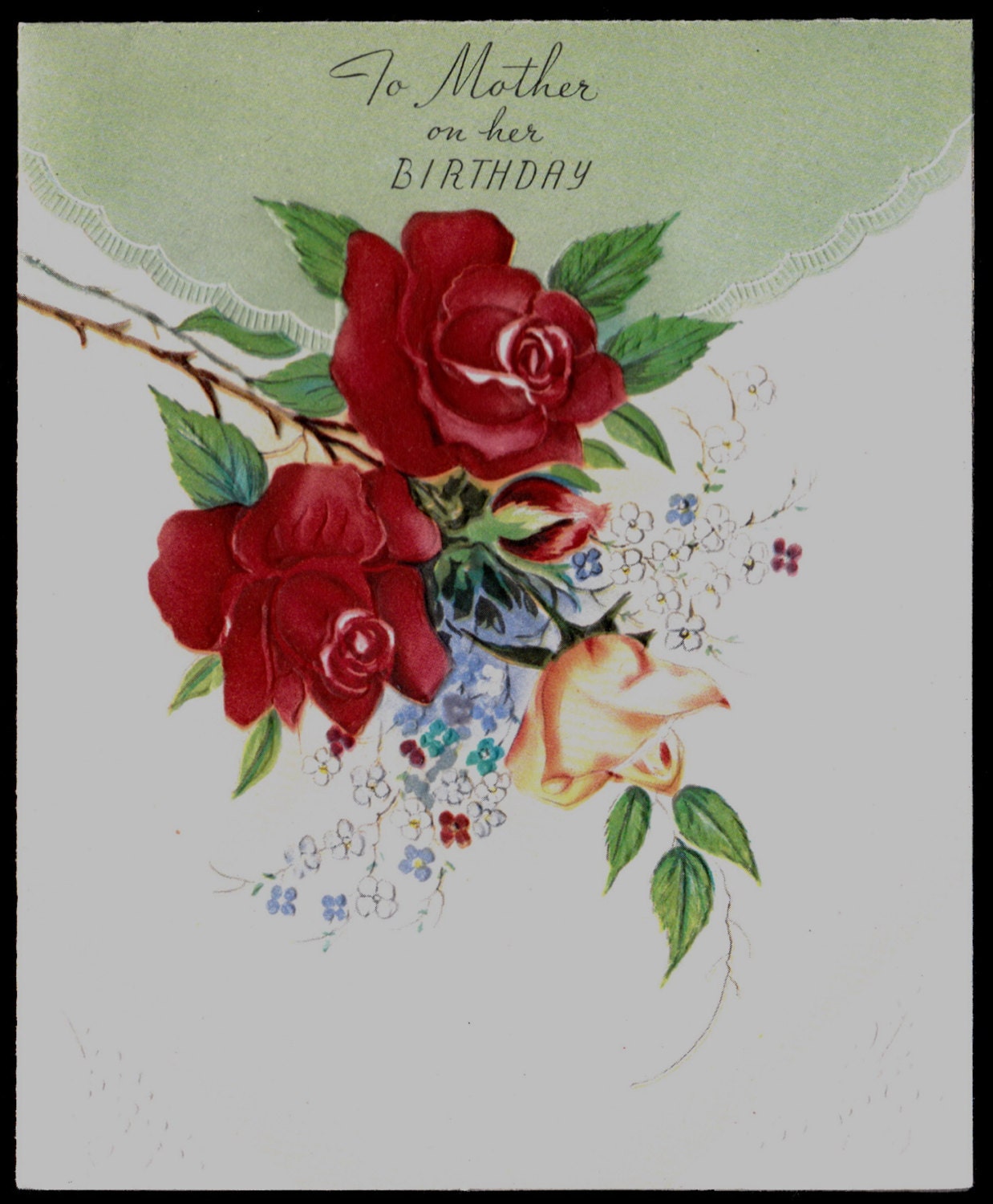 vintage MOTHER Happy Birthday Greeting Card, Unused old Stock- flowers Roses- All the Love For You that Rests Within My Heart ...