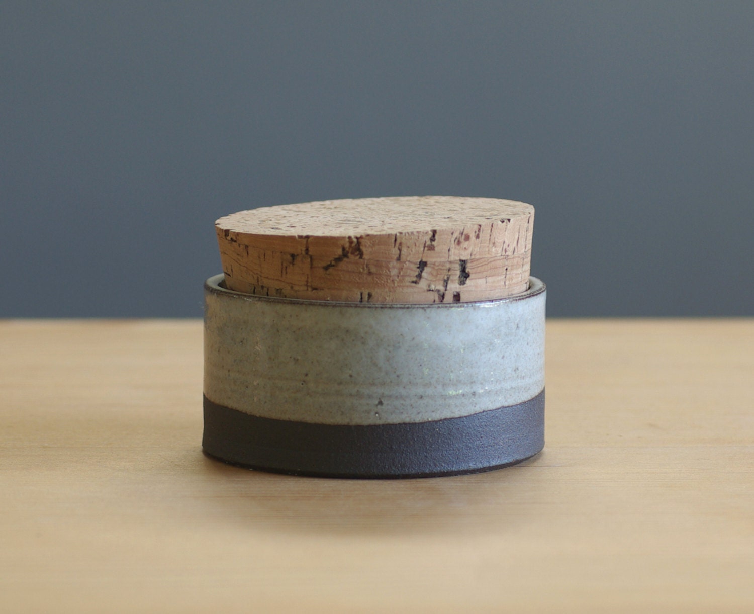MTO one brown salt cellar. brown stoneware with white glaze modern pottery minimalist canister vitrifiedstudio
