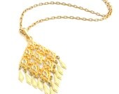 Retro Gold Diamond Necklace, Statement Pendant, 1960's/1970's