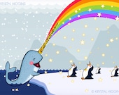 8 x 10 "Narwhal & Rainbow" Print of Original Illustration